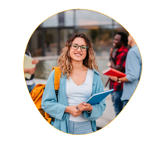 Image of student going to college